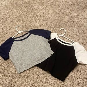 2 amazon basic tees cropped size s